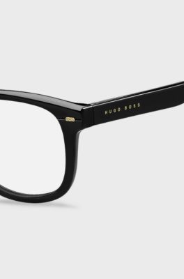 Black-acetate optical frames with gold-tone accents, Black