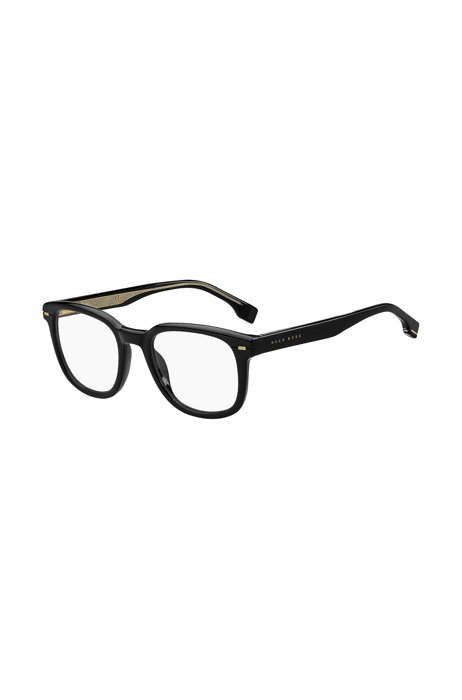 Black-acetate optical frames with gold-tone accents, Black