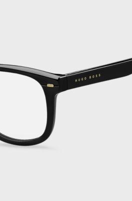 Black-acetate optical frames with gold-tone accents, Black