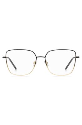 Ombr&eacute;-detail optical frames in lightweight steel , Black Patterned