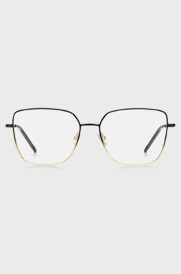 Ombr&eacute;-detail optical frames in lightweight steel , Black Patterned