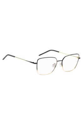 Ombr&eacute;-detail optical frames in lightweight steel , Black Patterned
