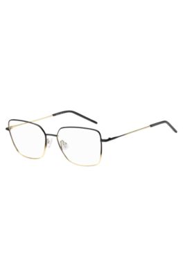Ombr&eacute;-detail optical frames in lightweight steel , Black Patterned