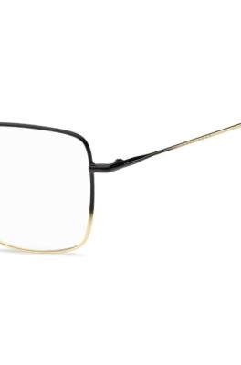 Ombr&eacute;-detail optical frames in lightweight steel , Black Patterned