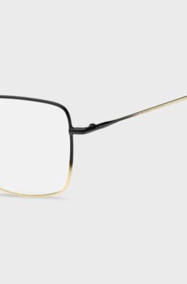 Ombr&eacute;-detail optical frames in lightweight steel , Black Patterned