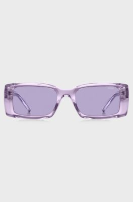 Purple-acetate sunglasses with contrast logos, Purple