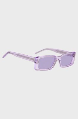 Purple-acetate sunglasses with contrast logos, Purple