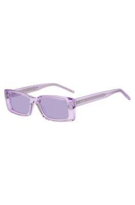 Purple-acetate sunglasses with contrast logos, Purple