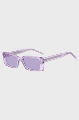 Purple-acetate sunglasses with contrast logos, Purple