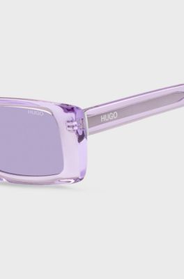 Purple-acetate sunglasses with contrast logos, Purple