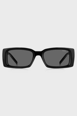 Black-acetate sunglasses with tonal logo, Black