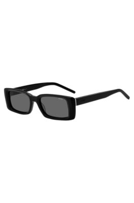 Black-acetate sunglasses with tonal logo, Black
