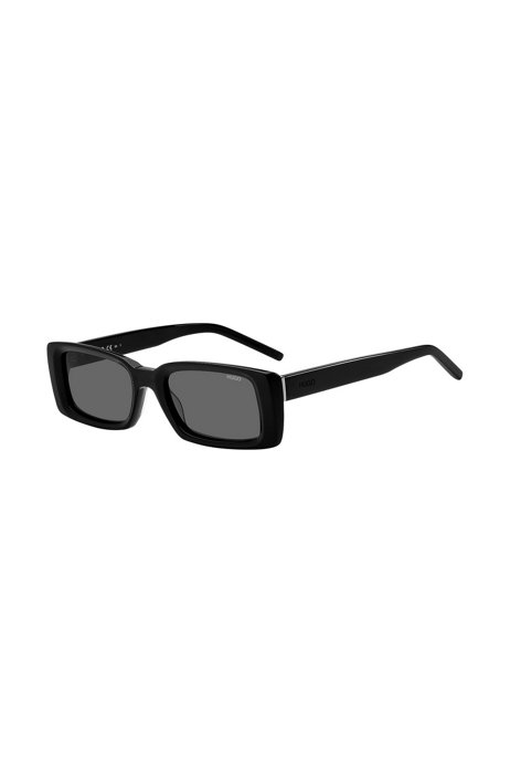 Black-acetate sunglasses with tonal logo, Black