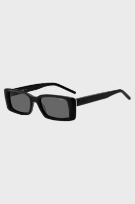 Black-acetate sunglasses with tonal logo, Black