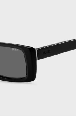 Black-acetate sunglasses with tonal logo, Black