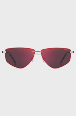 Double-bridge sunglasses with red frames, Red