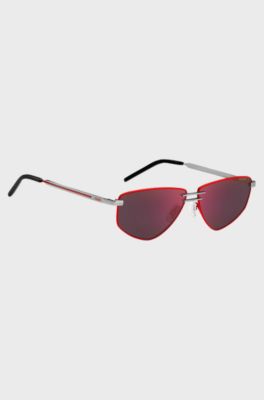 Double-bridge sunglasses with red frames, Red