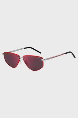 Double-bridge sunglasses with red frames, Red
