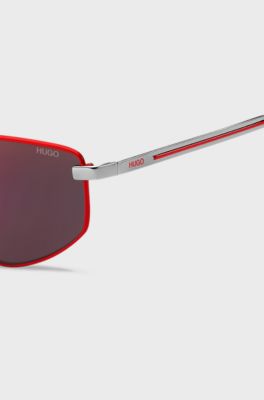 Double-bridge sunglasses with red frames, Red