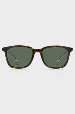 Havana-acetate sunglasses with transparent temples, Brown Patterned