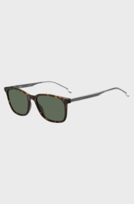 Havana-acetate sunglasses with transparent temples, Brown Patterned