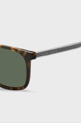 Havana-acetate sunglasses with transparent temples, Brown Patterned