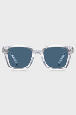Clear-acetate sunglasses with blue lenses, Transparent
