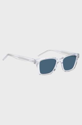 Clear-acetate sunglasses with blue lenses, Transparent