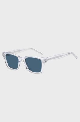 Clear-acetate sunglasses with blue lenses, Transparent