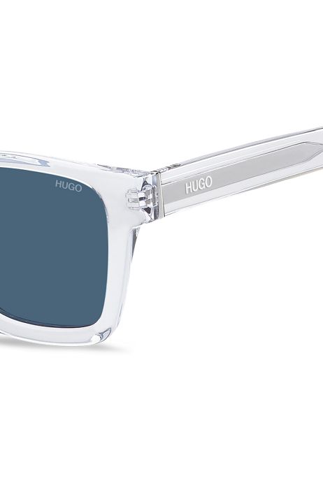 Indiferencia Tesoro Destierro HUGO - Gafas de sol de acetato transparente con lentes azules