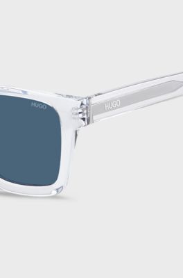 Clear-acetate sunglasses with blue lenses, Transparent