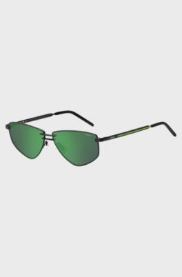 Double-bridge sunglasses with green lenses, Green