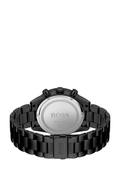 BOSS - Black-plated chronograph watch with link bracelet