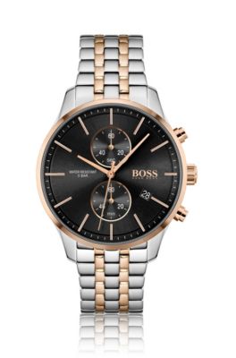 hugo boss gold tone and stainless steel chronograph men's watch