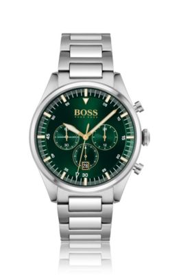 BOSS - Green-dial chronograph watch with bracelet