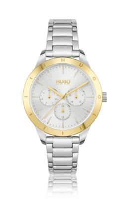 HUGO Link bracelet Watch With Gold tone Logo Bezel