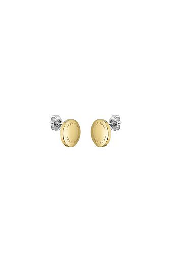 Yellow-gold-effect earrings with sugar-coated finish, Gold