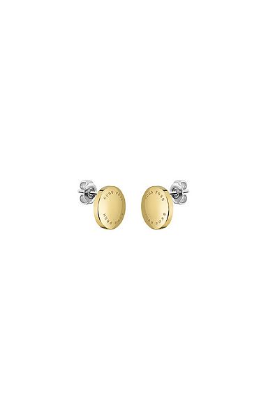 Yellow-gold-effect earrings with sugar-coated finish, Gold