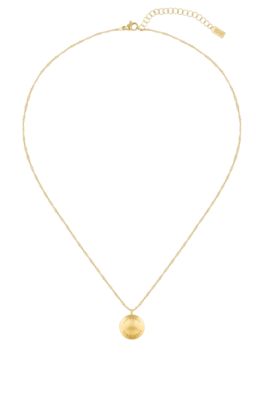 Yellow-gold-effect necklace with sugar-coated pendant, Gold tone