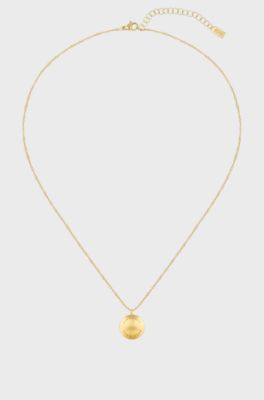 Yellow-gold-effect necklace with sugar-coated pendant, Gold tone