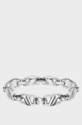 Chain-link bracelet in polished stainless steel, Silver tone