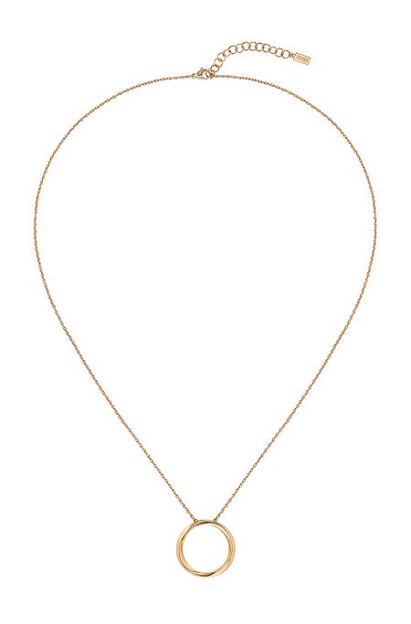 Gold-effect necklace with twisted-ring pendant, Gold