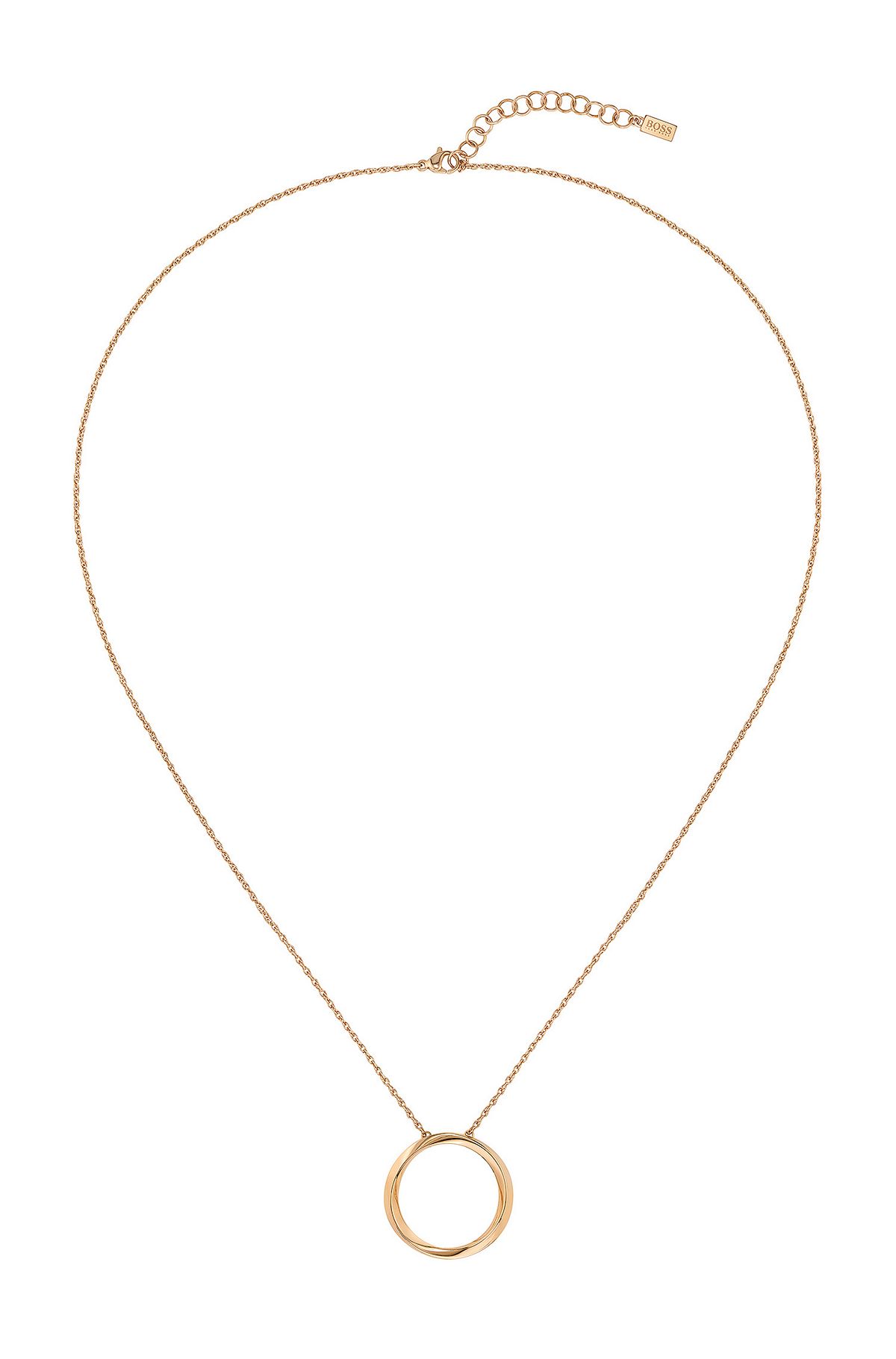 Halsketting in goudlook met gedraaide ring als hanger, goud