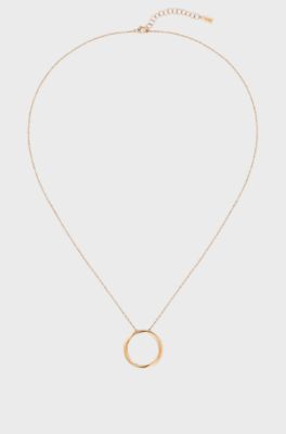 Gold-effect necklace with twisted-ring pendant, Gold tone