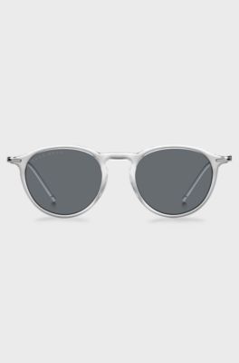 Clear-acetate sunglasses with plastic sleeves, Transparent