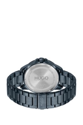 hugo boss black & red leather chronograph watch