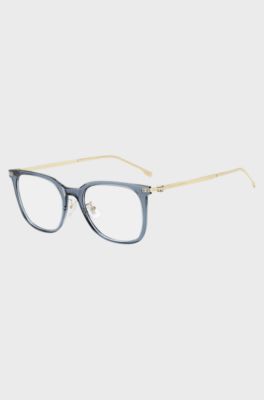 Blue-acetate optical frames with gold-tone temples, Assorted-Pre-Pack