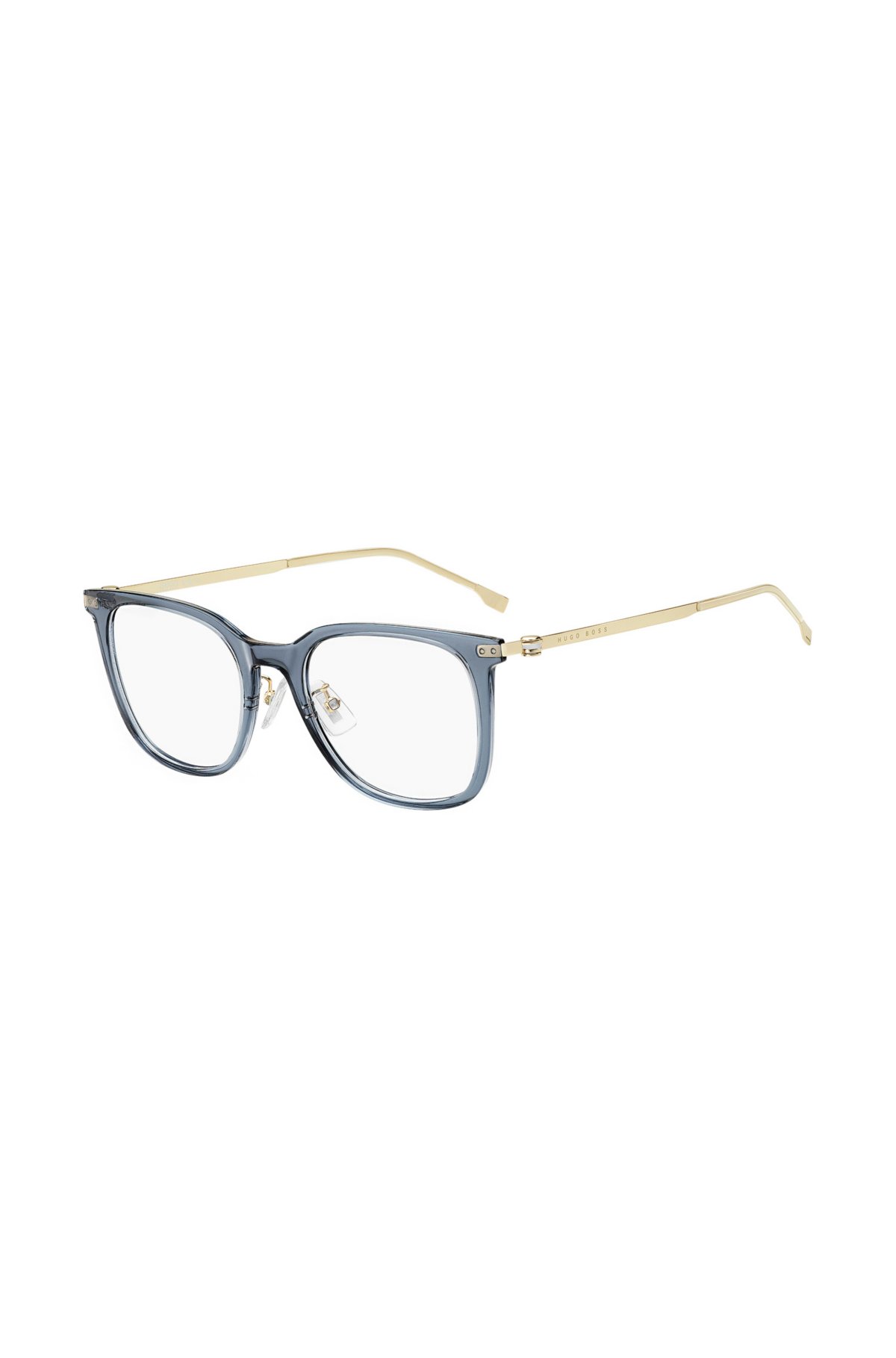 BOSS - Blue-acetate optical frames with gold-tone temples