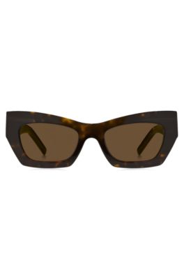 Havana-acetate sunglasses with signature hardware, Patterned