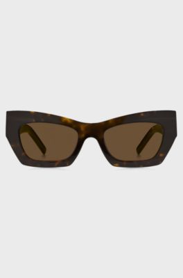 Havana-acetate sunglasses with signature hardware, Patterned